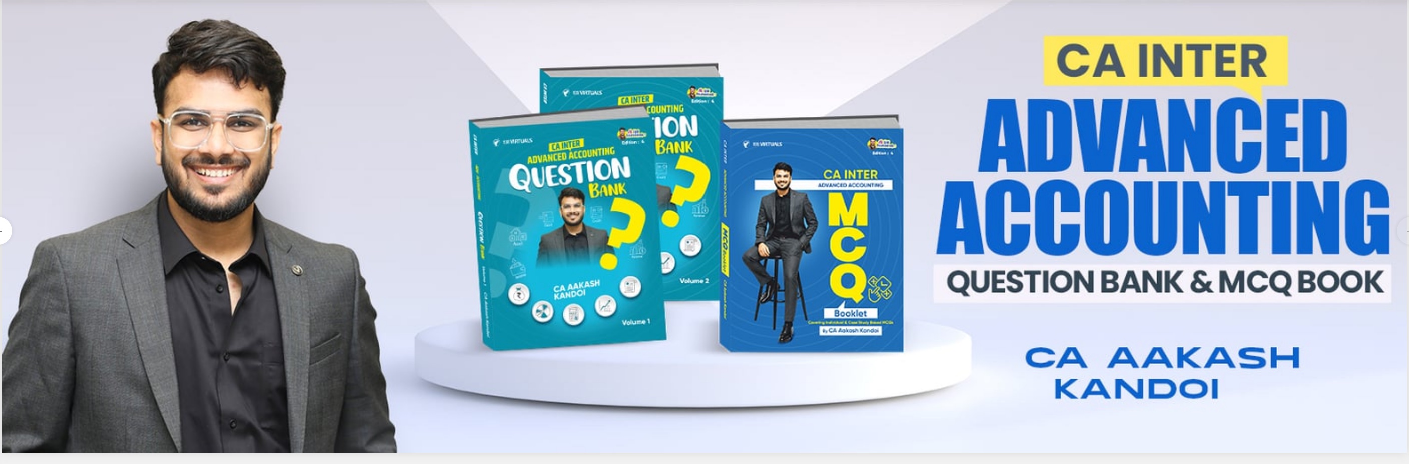 CA Inter Advanced Accounting question bank and MCQ book by CA Aakash Kandoi
